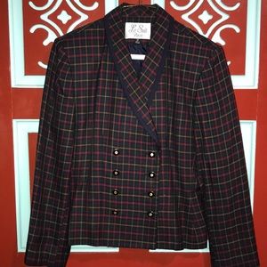 Vintage Le Suit Petite Women’s plaid double breasted Blazer Size 8P